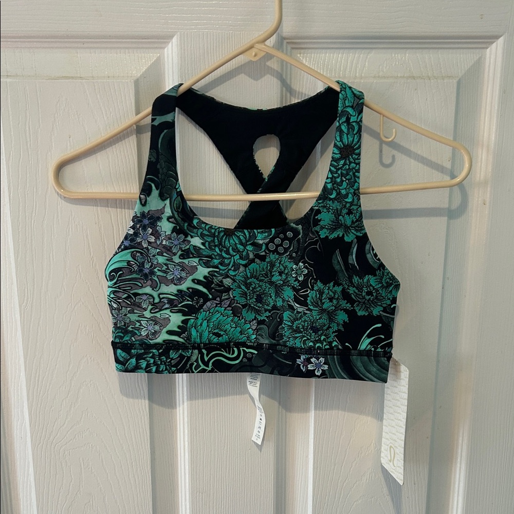 lululemon athletica Teal and Black Floral Sports Bra